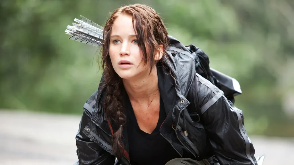 Jennifer Lawrence as Katniss Everdeen in The Hunger Games