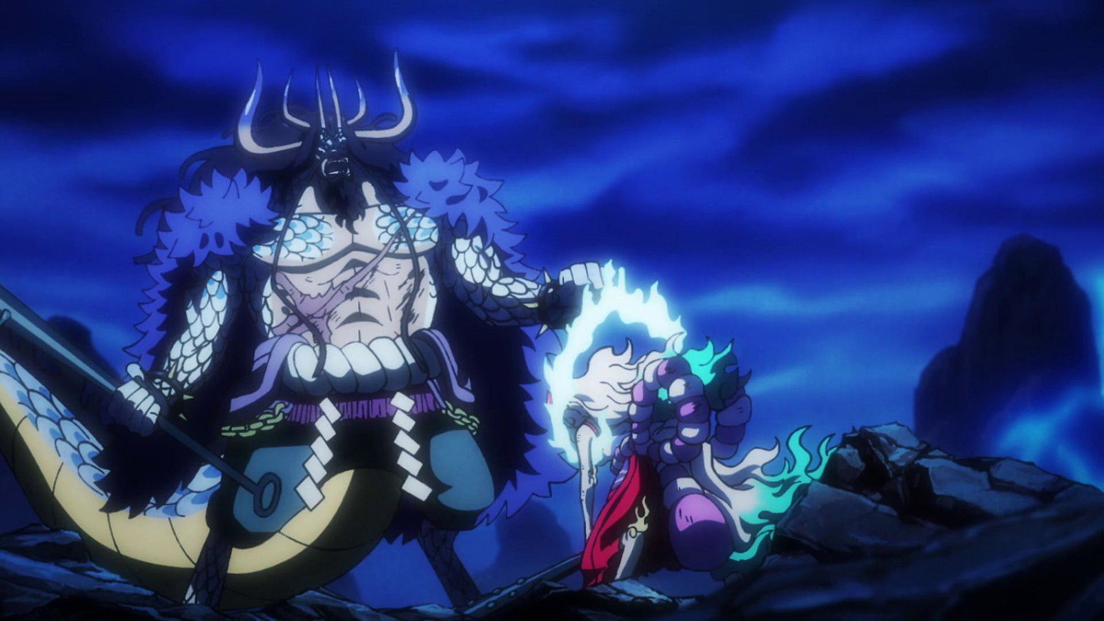 A still from Yamato and Kaido's fight in One Piece