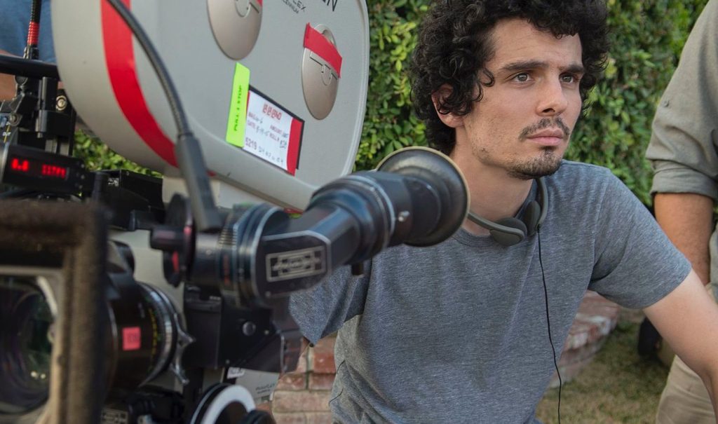 Filmmaker Damien Chazelle on the set of La La Land