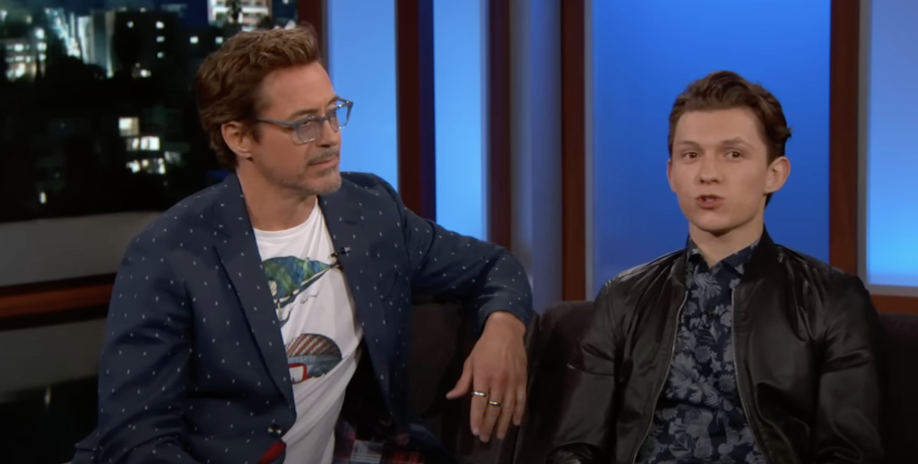 Robert Downey Jr. and Tom Holland in Spider-Man in an interview 