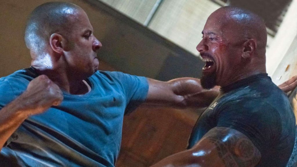 Vin Diesel and Dwayne Johnson in a still from Fast Five