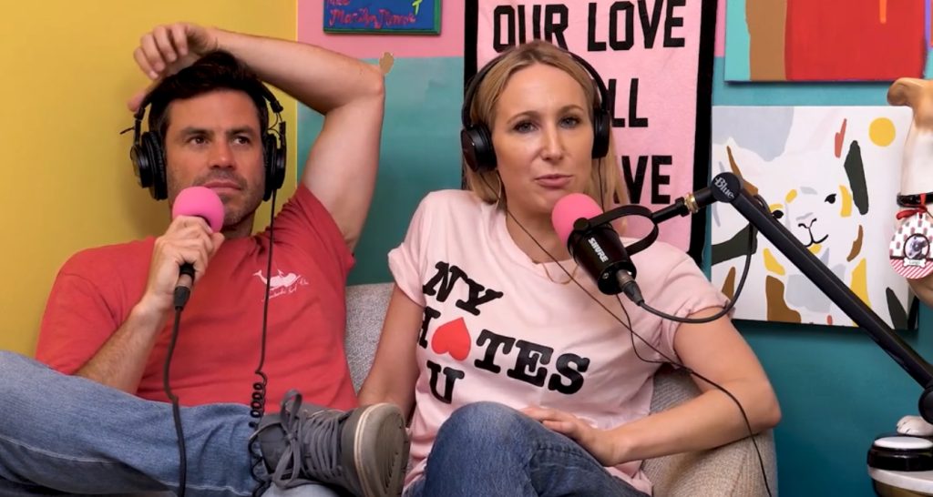 Nikki Glaser with her on and off boyfriend Chris Convy on her podcast 