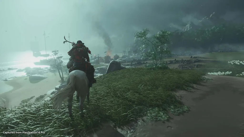 A still from the Ghost of Tsushima video game