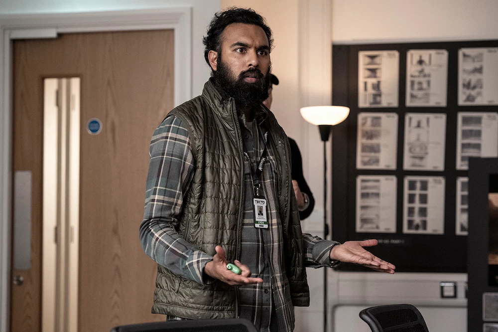 Himesh Patel as Daniel working at storyboards in the show.