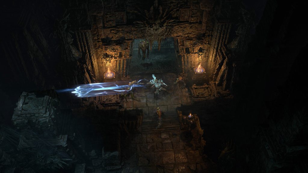 the image shows a player in a dungeon in Diablo 4