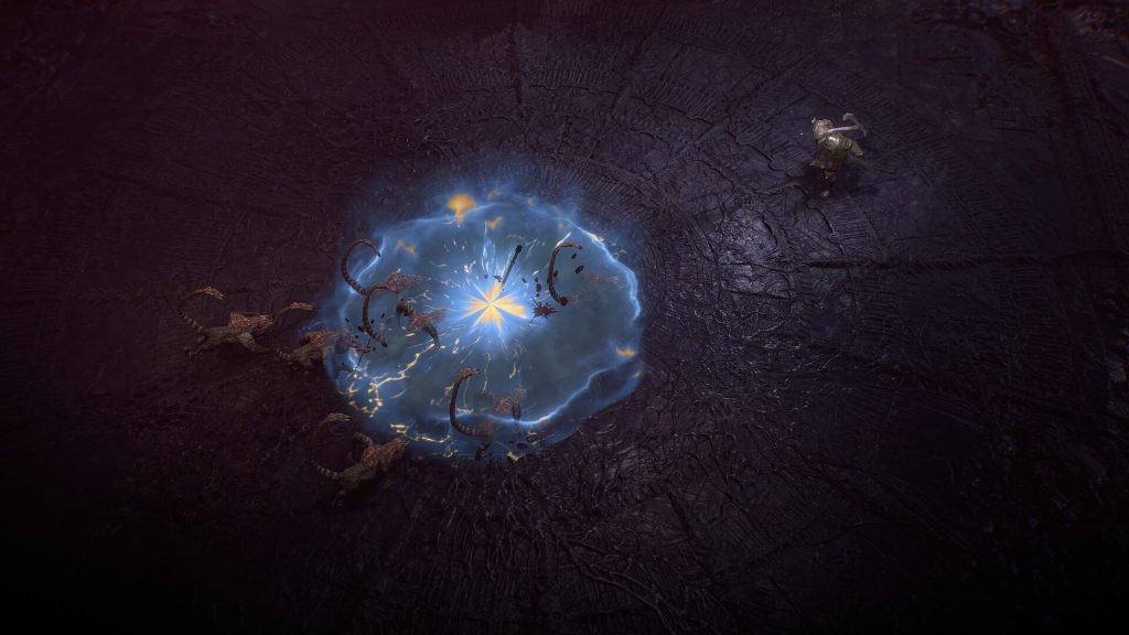 the image shows a player using a skill in Diablo 4