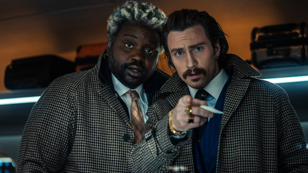 Aaron Taylor-Johnson as Tangerine and Brian Tyree Henry as Orange in David Leitch’s action-packed comic thriller Bullet Train 