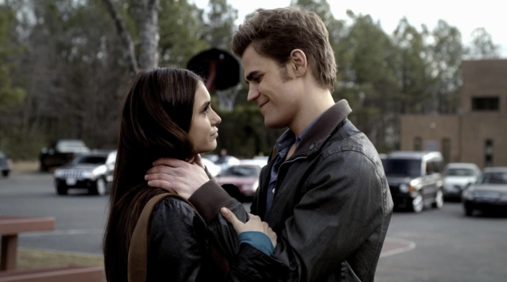 Nina Dobrev and Paul Wesley in The Vampire Dairies