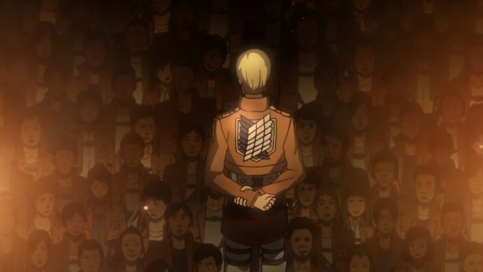 Erwin and the Survey Corps in Attack on Titan