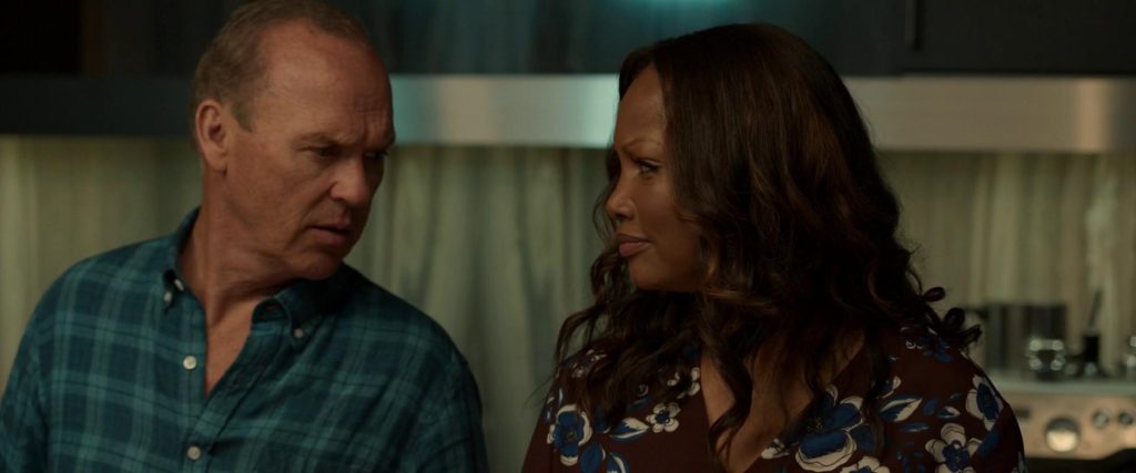 Garcelle Beauvais with Michael Keaton in Spider-Man Homecoming.