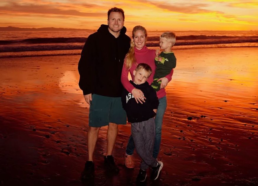 Spencer Pratt with wife Heidi Montag and their kids, Gunner and Ryker, together in a picture taken on the beach