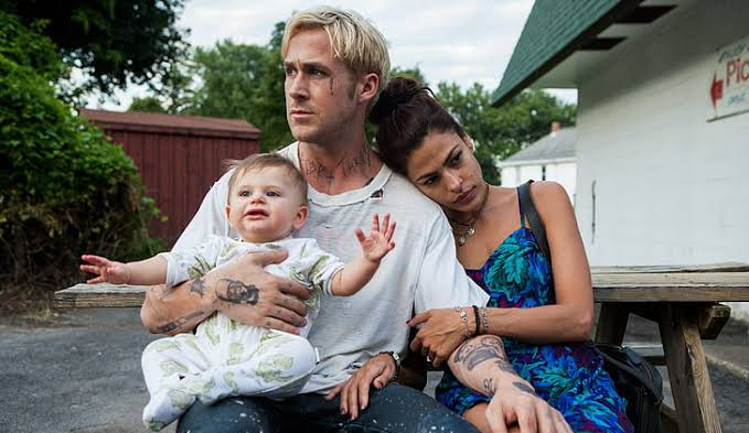 Ryan Gosling and Eva Mendes as onscreen lovers in Derek Cianfrance’s The Place Beyond the Pines