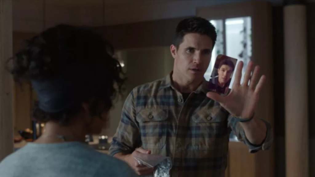 Robbie Amell as Nathan Brown in a still from the Pime Video show Upload 