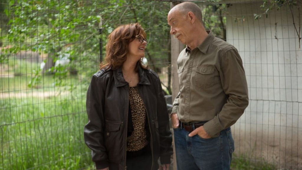 Susan Sarandon and J.K. Simmons having a conversation in The Meddler