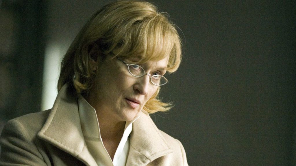 Meryl Streep looking sternly through her glasses in Rendition