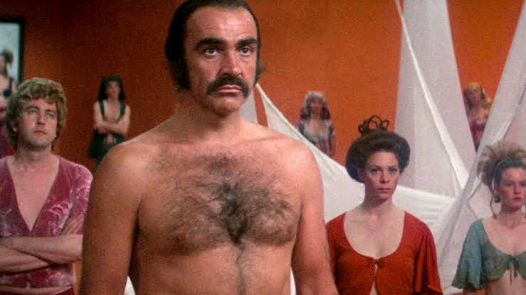 Sean Connery appeared completely unrecognizable as Zed in John Boorman’s 1974 movie Zardoz