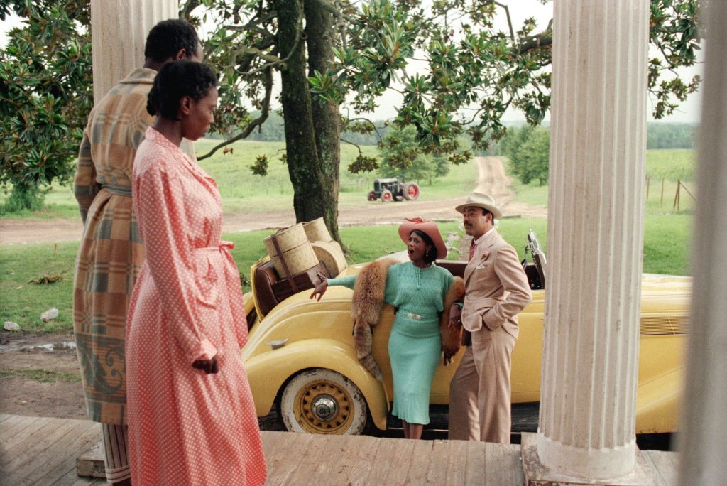 Whoopi Goldberg, Danny Glover, Margaret Avery, and Bennet Guillory in The Color Purpl