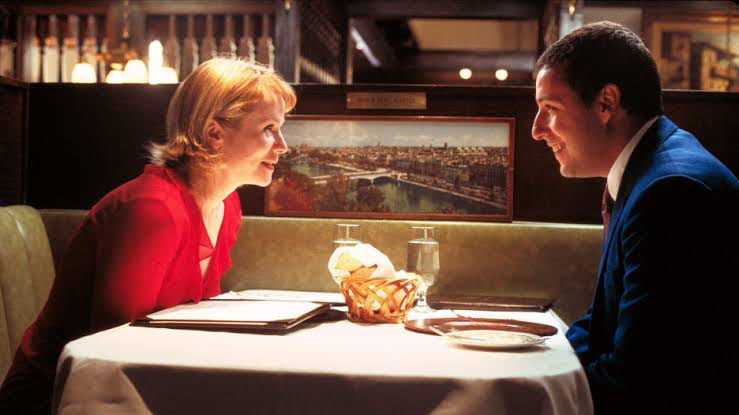 Adam Sandler and Emily Watson as Barry and Lena in a still from Punch-Drunk Love