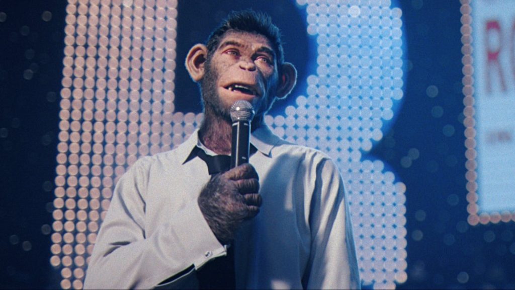 Jonno Davies as a CGI chimpanzee representing British pop star Robbie Williams in Better Man