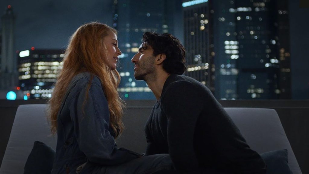 Blake Lively and Justin Baldoni having a romantic interaction in It Ends With Us 