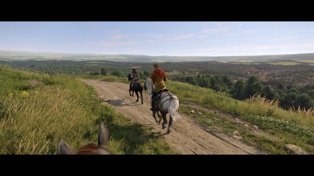 the image shows players riding a horse in Kingdom Come: Deliverance 2