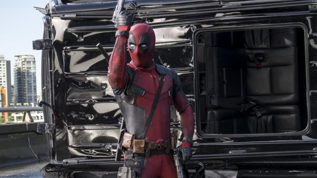 Deadpool doing a pose in Deadpool.