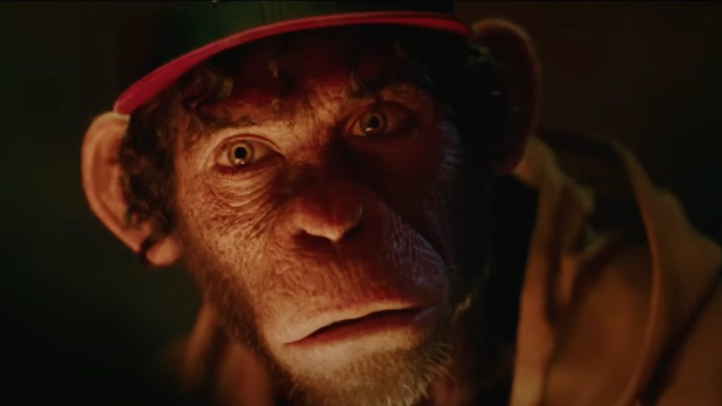 Jonno Davies as a CGI chimpanzee representing British pop star Robbie Williams in Better Man