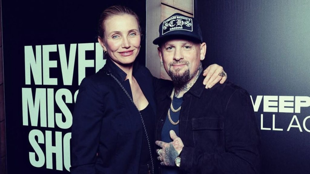 Cameron Diaz and Benji Madden posing together for a picture