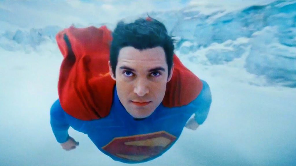 David Corenswet in a flight scene from Superman