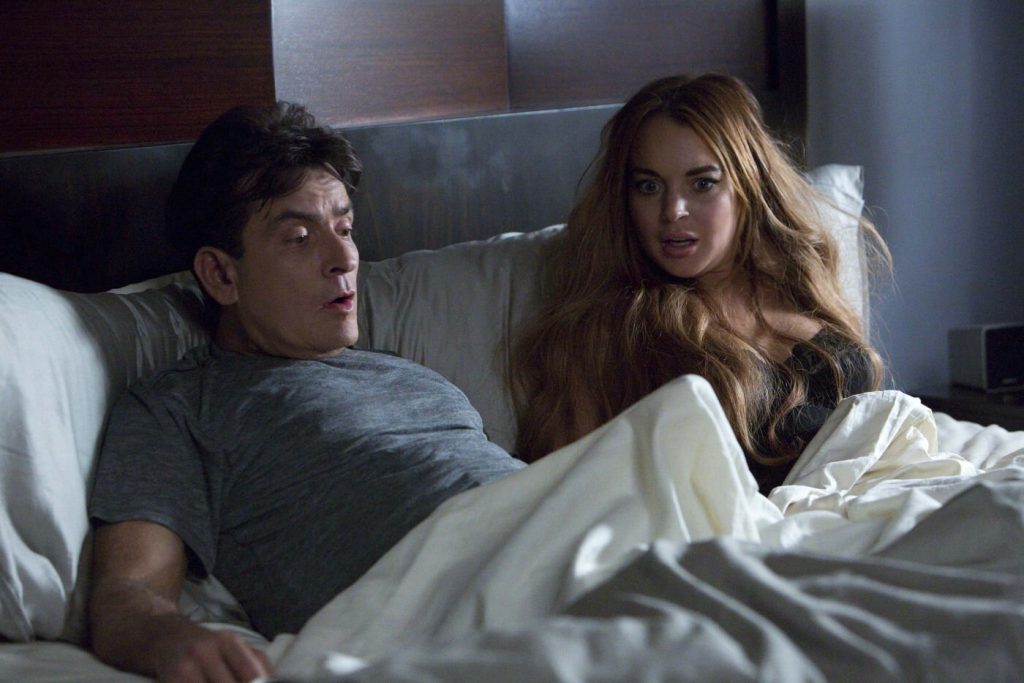 Lindsay Lohan and Charlie Sheen in Scary Movie 5 | Credits: Brad Grey Pictures