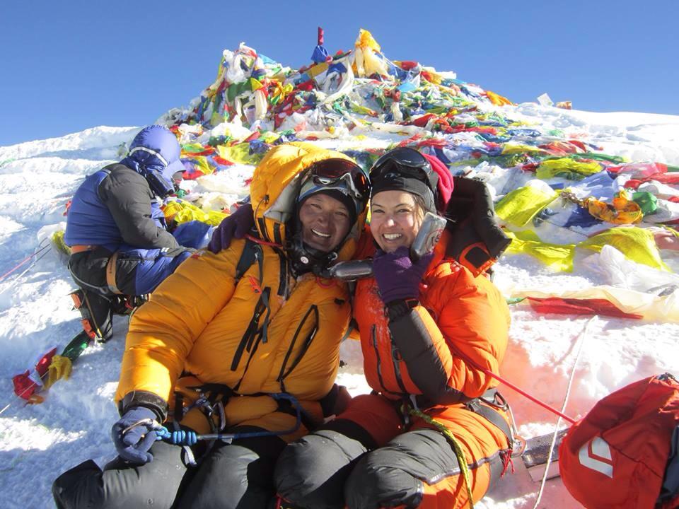 Nisha Adhikari at the summit of Mount Everest. 