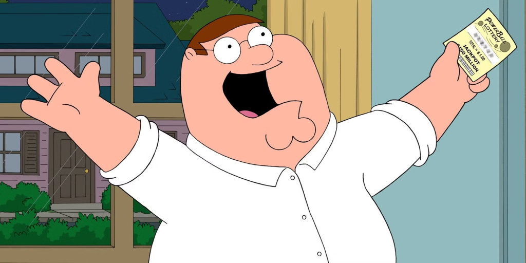 A screenshot from Family Guy featuring Peter Griffin.