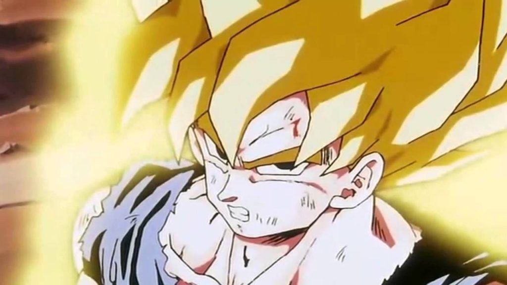 Goku's Super Saiyan form in Dragon Ball on plaet Namek.