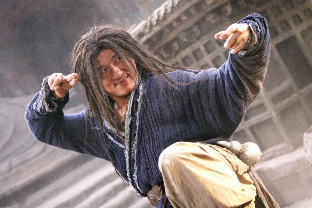 Simu Liu Just Turned Jackie Chan Into Marvel’s Most Wanted With One Move 2 Jackie Chan in The Forbidden Kingdom (2008) in a karate pose