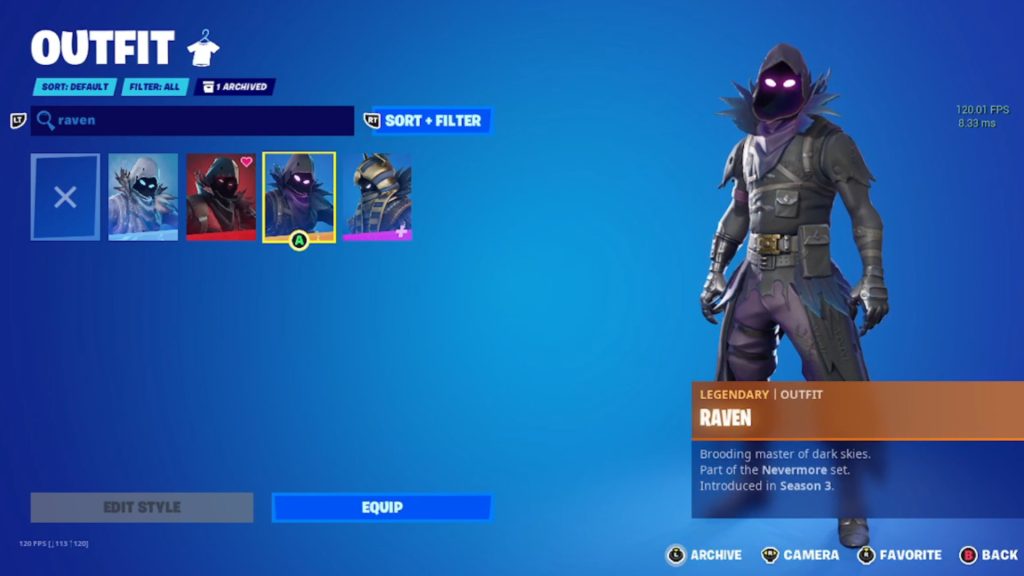 The Raven skin in Fortnite