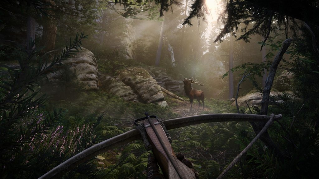 A player hunting in the forests of Kingdom Come: Deliverance 2.
