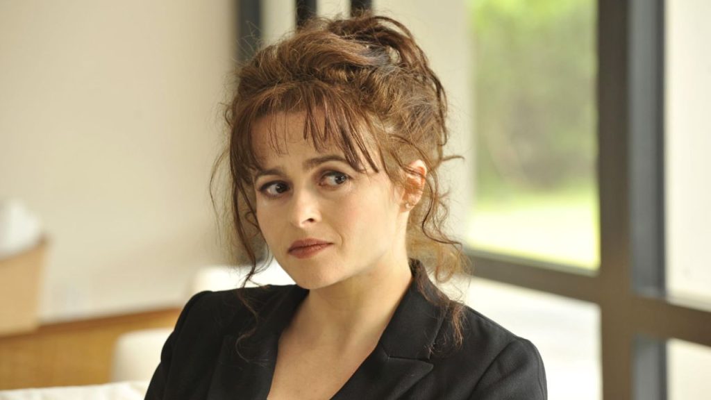 Helena Bonham Carter looking sideways at something in Turks & Caicos