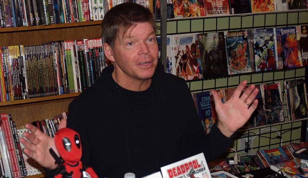 Rob Liefeld signing copies of Marvel True Believers: Deadpool #1 at JHU Comics in Manhattan on February 9, 2016.