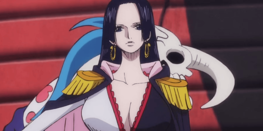 Boa Hancock with her snake, Salome, in One Piece.