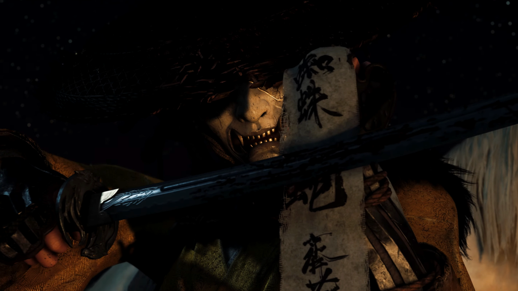 A shot from the Ghost of Yotei trailer featuring Atsu cleaning her katana. 