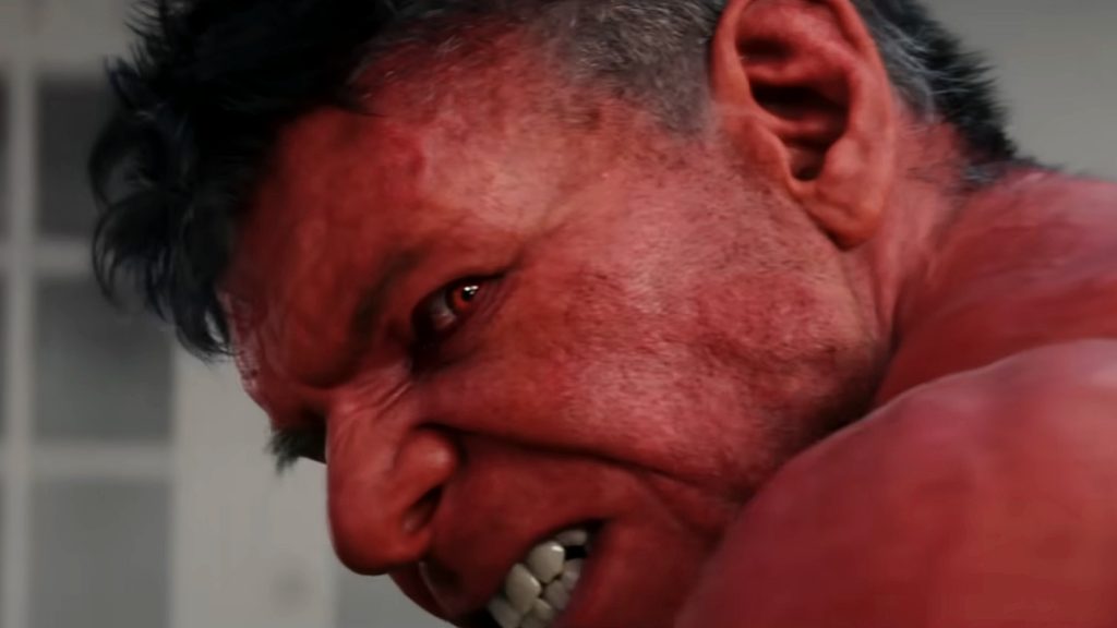 A close-up of Red Hulk from a trailer for Captain America: Brave New World. 