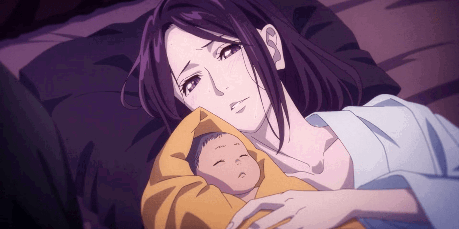 Ahduo holding baby Jinshi in The Apothecary Diaries.