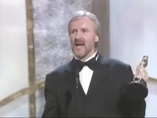 James Cameron receiving Best Director award at 2008 Oscars 