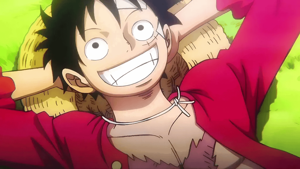 Monkey D. Luffy smiling to the sky in One Piece.