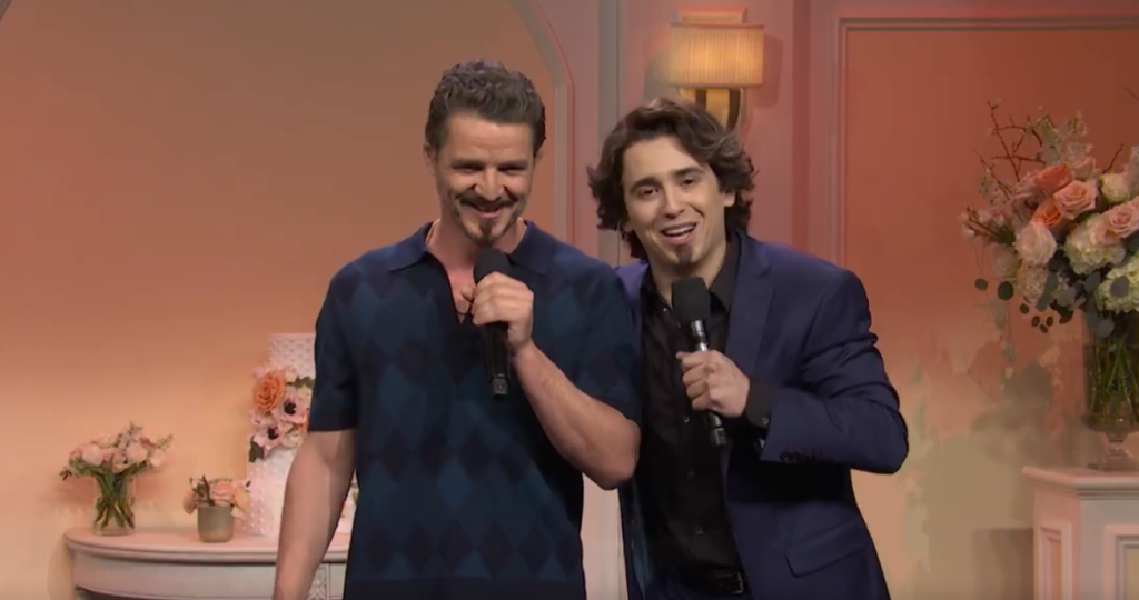 Pedro Pascal and Marcello Hernández in a still from SNL 50 | Credits: NBC