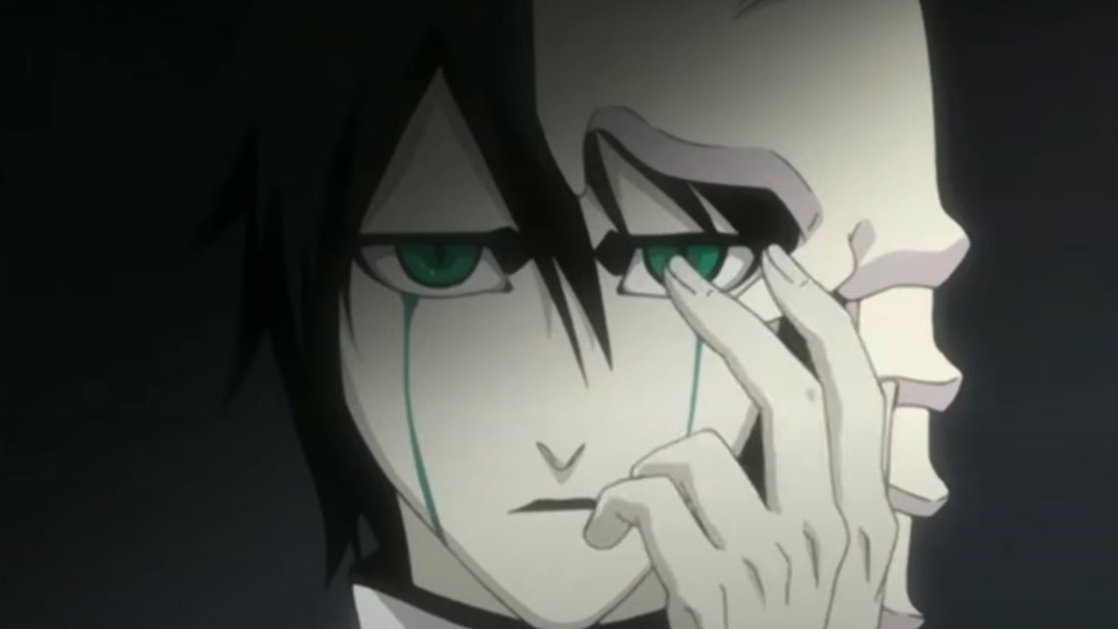 Ulquiorra has one of his hands in front of his face in Bleach 