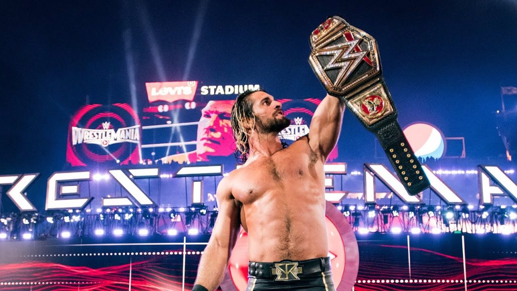 Seth Rollins after winning the WWE title 