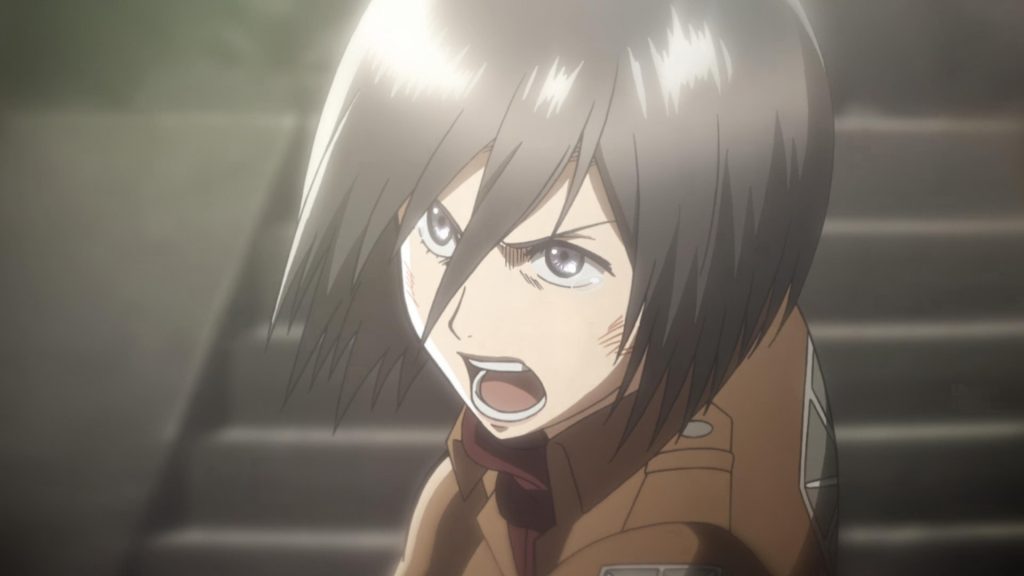 Mikasa Ackerman hét lên trong Attack on Titan