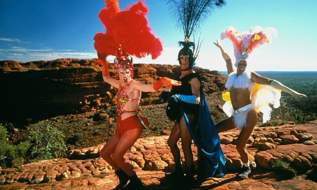 Hugo Weaving, Guy Pearce, and Terence Stamp in The Adventures of Priscilla, Queen of the Desert | Credit: Roadshow Film Distributors