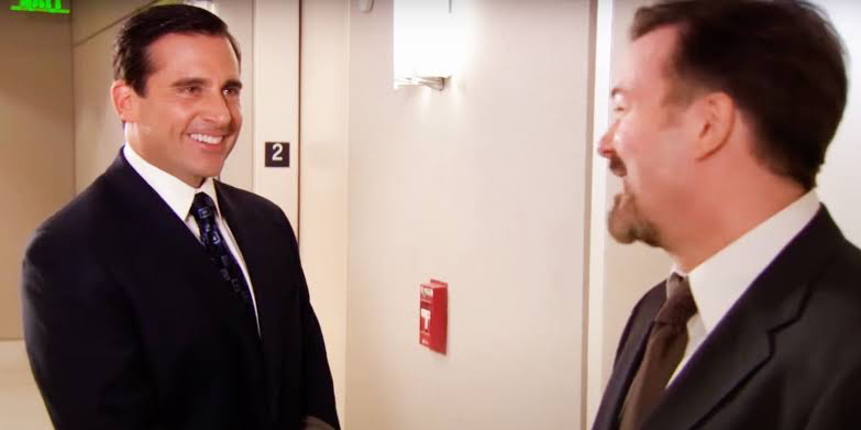 Steve Carell and Ricky Gervais in The Office US 